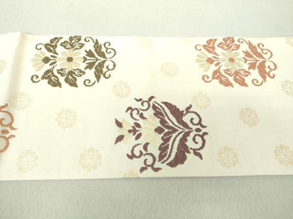 平和屋着物●九寸名古屋帯 唐織 吉祥花文 金糸 正絹 逸品 DAAU5957ps