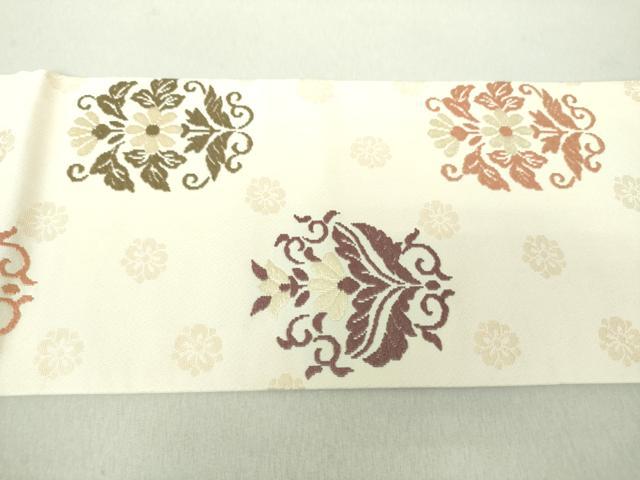 平和屋着物●九寸名古屋帯 唐織 吉祥花文 金糸 正絹 逸品 DAAU5957ps