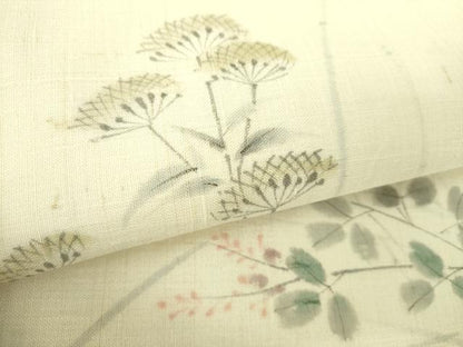 平和屋着物＊夏物 九寸名古屋帯 生紬 手描き 秋草文 正絹 逸品 DAAU5960ps