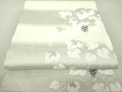 平和屋着物▽六通柄袋帯 スリーシーズン帯 春 夏 秋 唐織 葡萄蔦の葉文 正絹 逸品 DAAU5976ps