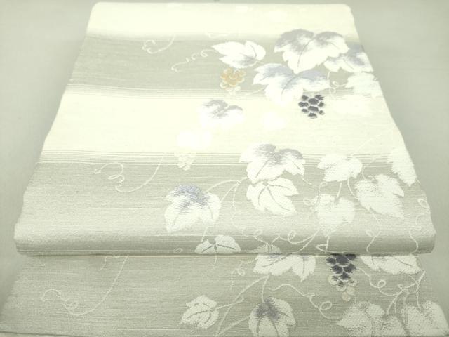 平和屋着物▽六通柄袋帯 スリーシーズン帯 春 夏 秋 唐織 葡萄蔦の葉文 正絹 逸品 DAAU5976ps