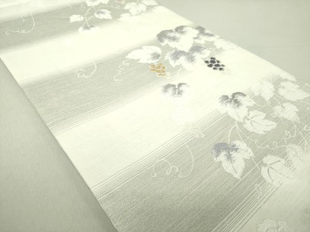 平和屋着物▽六通柄袋帯 スリーシーズン帯 春 夏 秋 唐織 葡萄蔦の葉文 正絹 逸品 DAAU5976ps