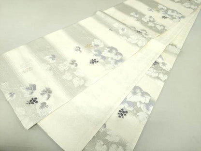 平和屋着物▽六通柄袋帯 スリーシーズン帯 春 夏 秋 唐織 葡萄蔦の葉文 正絹 逸品 DAAU5976ps