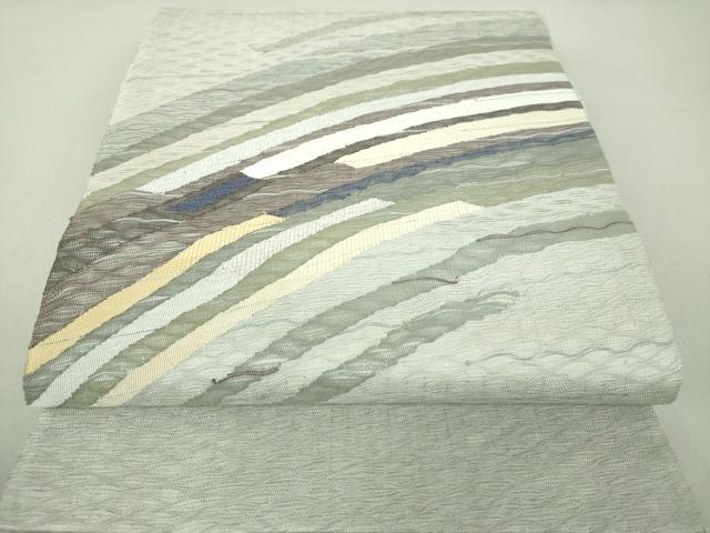 平和屋着物▽太鼓柄袋帯 スリーシーズン帯 春 夏 秋 櫛織り 霞文 正絹 逸品 DAAU5987ps