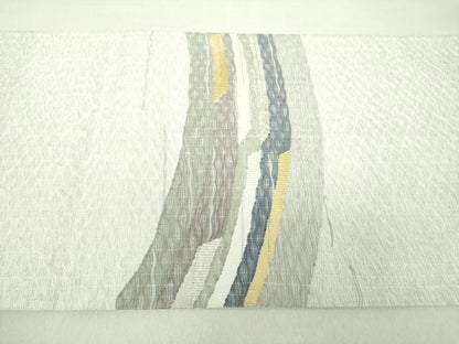 平和屋着物▽太鼓柄袋帯 スリーシーズン帯 春 夏 秋 櫛織り 霞文 正絹 逸品 DAAU5987ps