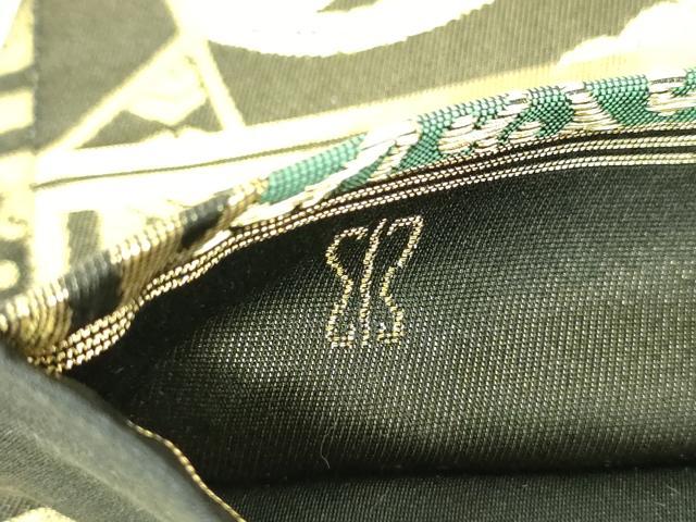 平和屋着物●西陣　川島織物　六通柄　本袋帯　切嵌正倉院花文　黒地　金糸　正絹　逸品　DAAU5991ps
