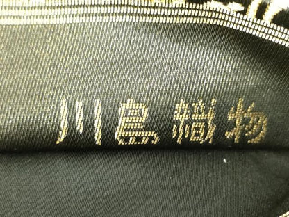 平和屋着物●西陣　川島織物　六通柄　本袋帯　切嵌正倉院花文　黒地　金糸　正絹　逸品　DAAU5991ps
