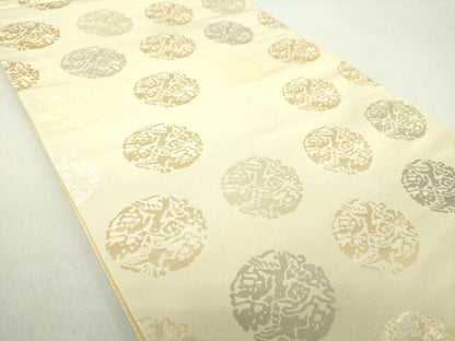 平和屋着物●全通柄袋帯　花鳥丸文　金糸　正絹　逸品　DAAU5994ps