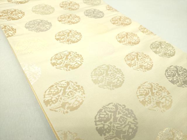 平和屋着物●全通柄袋帯　花鳥丸文　金糸　正絹　逸品　DAAU5994ps