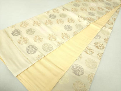 平和屋着物●全通柄袋帯　花鳥丸文　金糸　正絹　逸品　DAAU5994ps