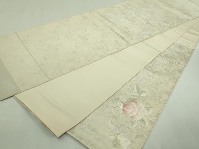 平和屋着物▼西陣　太鼓柄袋帯　総刺繍　草花文　銀糸　正絹　逸品　DAAU6082sf