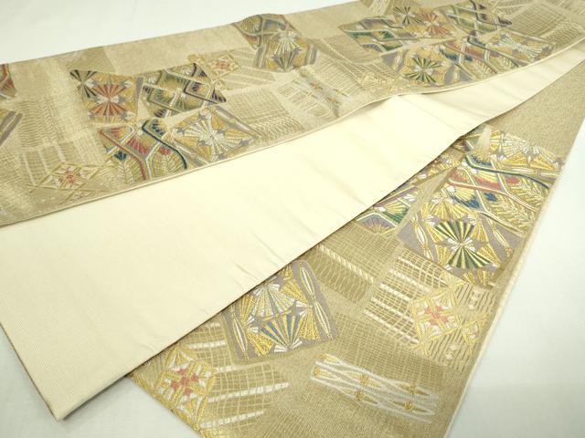 平和屋着物▼六通柄袋帯　色紙松葉文　金銀糸　正絹　逸品　DAAU6085sf