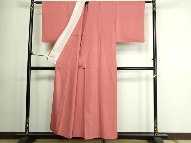 平和屋着物＊夏物　色無地　絽　甚三紅色　正絹　逸品　DAAU6167sf