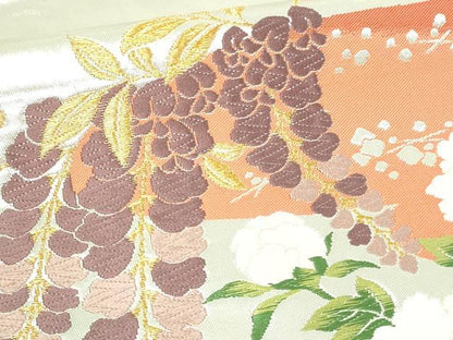 平和屋着物▼六通柄袋帯　唐織　草花文　金銀糸　正絹　逸品　DAAU6229sf
