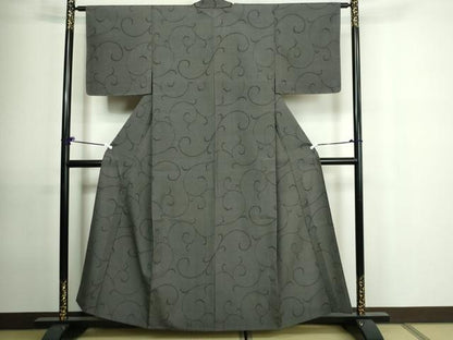 平和屋着物▽本塩沢 単衣 110亀甲 唐草文 正絹 逸品 未使用 DAAU6370sf