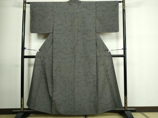 平和屋着物▽本塩沢 単衣 110亀甲 唐草文 正絹 逸品 未使用 DAAU6370sf