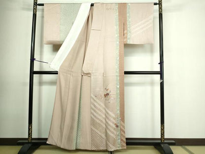 平和屋着物▽訪問着 単衣 刺繍 絞り 花籠文 金銀彩 正絹 逸品 DAAU6372sf