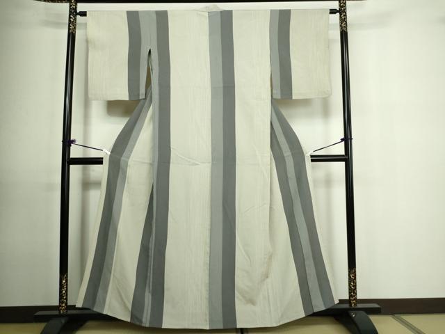 平和屋着物▽本塩沢 単衣 間道 正絹 逸品 DAAU6375sf