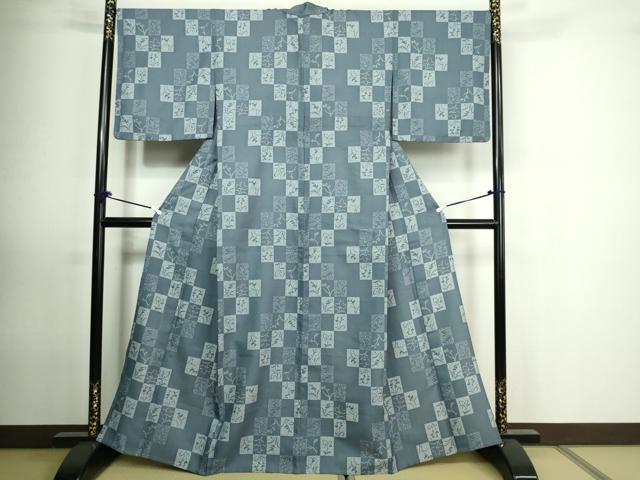 平和屋着物▽小紋 単衣 草花文 洗える着物 DAAU6378sf