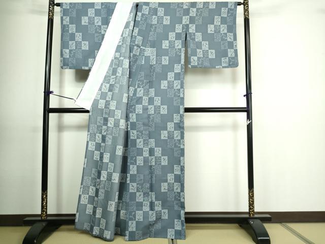 平和屋着物▽小紋 単衣 草花文 洗える着物 DAAU6378sf