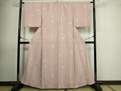 平和屋着物▽小紋 単衣 草花文 洗える着物 DAAU6380sf