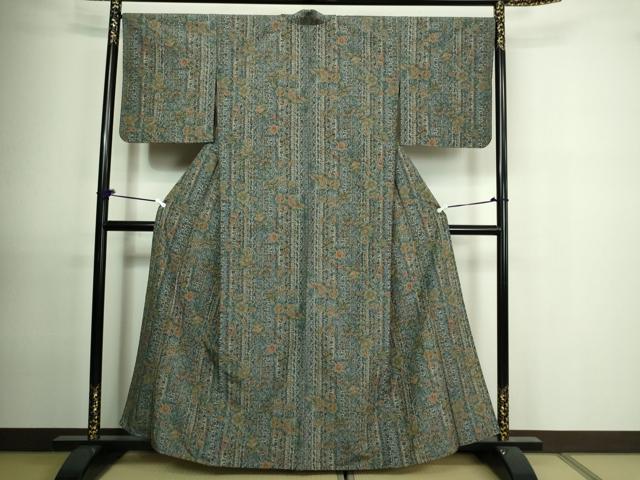 平和屋着物▽小紋 単衣 更紗花文 洗える着物 DAAU6381sf