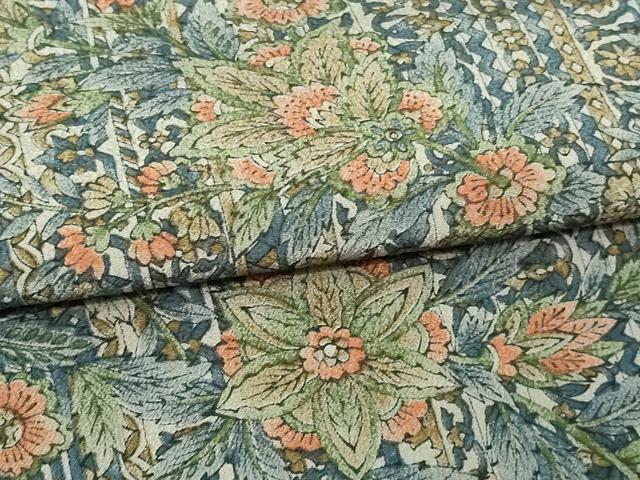 平和屋着物▽小紋 単衣 更紗花文 洗える着物 DAAU6381sf