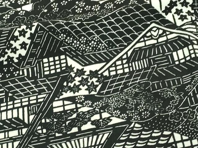 平和屋着物▽小紋 単衣 風景草花文 洗える着物 DAAU6385sf