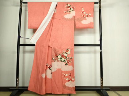 平和屋着物▽訪問着 単衣 駒刺繍 絞り 草花文 金彩 正絹 逸品 DAAU6386sf