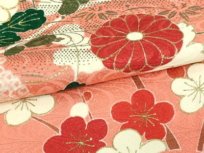 平和屋着物▽訪問着 単衣 駒刺繍 絞り 草花文 金彩 正絹 逸品 DAAU6386sf