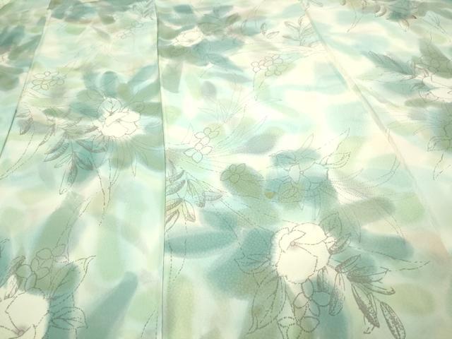平和屋着物▽上質な小紋　単衣　草花文　正絹　逸品　DAAU6387sf