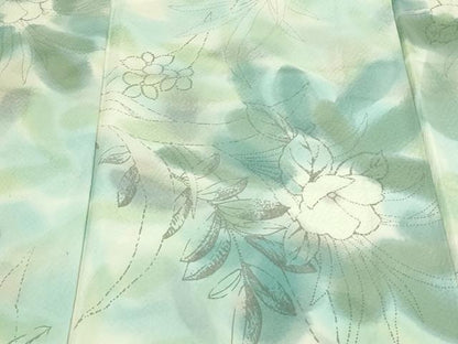 平和屋着物▽上質な小紋　単衣　草花文　正絹　逸品　DAAU6387sf