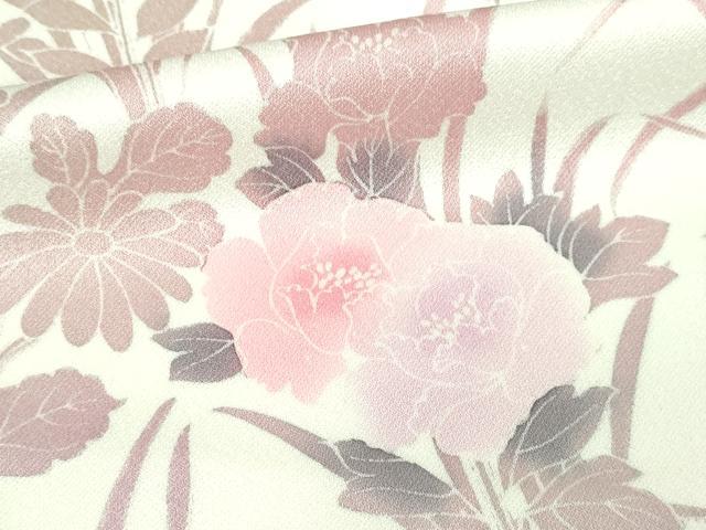 平和屋着物▽上質な小紋 単衣 草花文 正絹 逸品 DAAU6389sf