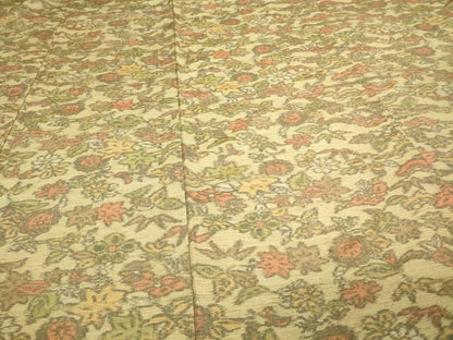 平和屋着物▽上質な紬 単衣 草花文 正絹 逸品 DAAU6394sf