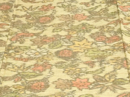 平和屋着物▽上質な紬 単衣 草花文 正絹 逸品 DAAU6394sf