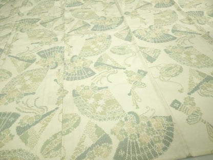 平和屋着物▽本塩沢 単衣 檜扇花文 正絹 逸品 DAAU6396sf