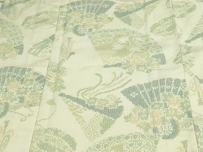 平和屋着物▽本塩沢 単衣 檜扇花文 正絹 逸品 DAAU6396sf