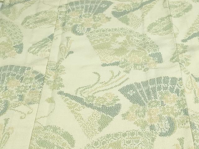 平和屋着物▽本塩沢 単衣 檜扇花文 正絹 逸品 DAAU6396sf