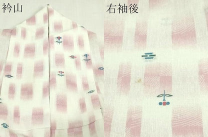 平和屋着物＊夏物　小紋　紗　草花文　洗える着物　DAAU6397sf