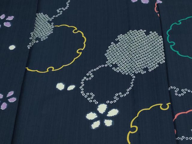 平和屋着物▽小紋 単衣 雪輪花文 洗える着物 DAAU6402sf