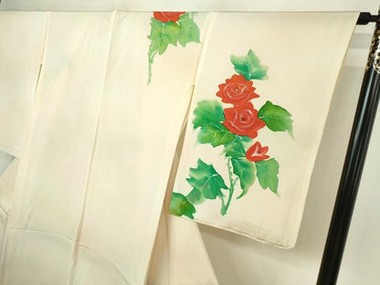 平和屋着物▽訪問着　単衣　手描き　草花文　暈し染め　正絹　逸品　DAAU6403sf