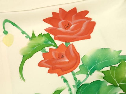 平和屋着物▽訪問着　単衣　手描き　草花文　暈し染め　正絹　逸品　DAAU6403sf