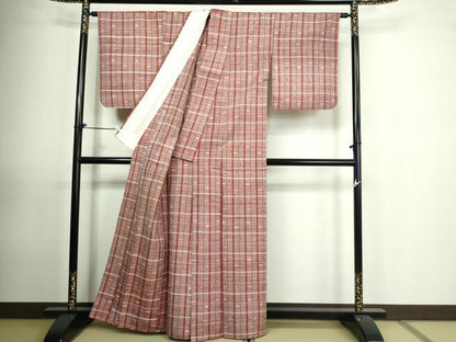 平和屋着物▽上質な紬 単衣 十字絣 正絹 逸品 DAAU6405sf