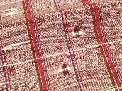 平和屋着物▽上質な紬 単衣 十字絣 正絹 逸品 DAAU6405sf