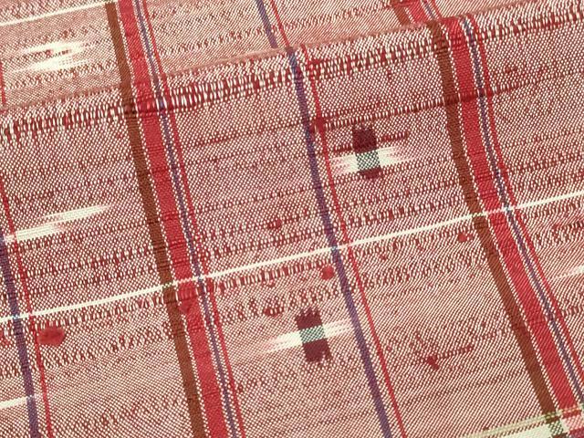 平和屋着物▽上質な紬 単衣 十字絣 正絹 逸品 DAAU6405sf