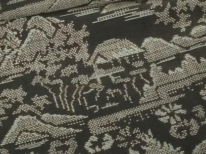 平和屋着物▽本場大島紬 単衣 9マルキ 風景文 正絹 逸品 DAAU6406sf