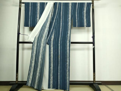 平和屋着物▽上質な小紋　単衣　舞桜文　正絹　逸品　DAAU6407sf