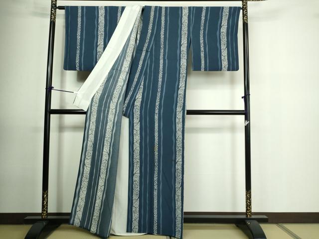 平和屋着物▽上質な小紋　単衣　舞桜文　正絹　逸品　DAAU6407sf