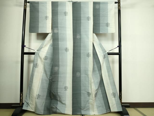 平和屋着物▽上質な紬 単衣 草花文 正絹 逸品 DAAU6409sf