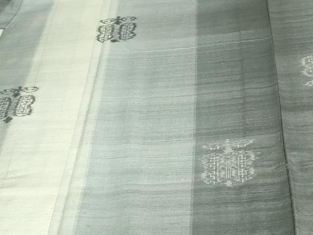 平和屋着物▽上質な紬 単衣 草花文 正絹 逸品 DAAU6409sf